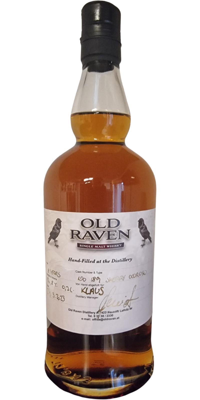 Old Raven 08-year-old  Hand filled at the distillery