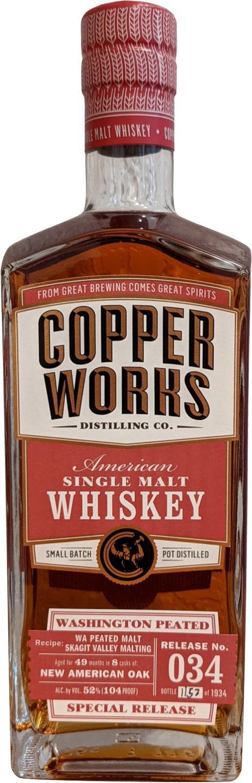 Copperworks American Single Malt Whiskey  Release No. 034