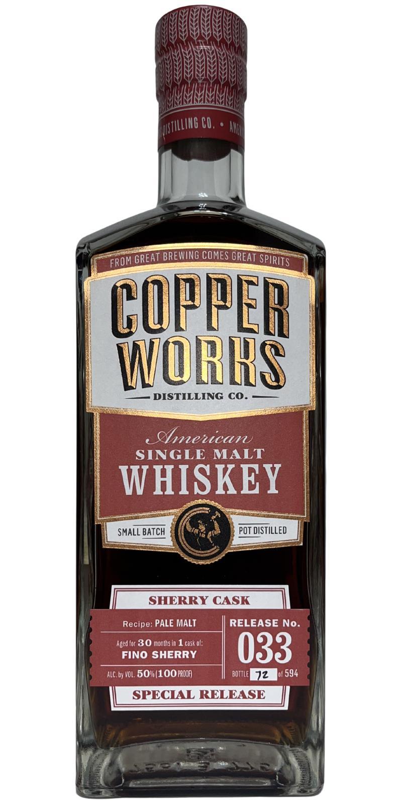 Copperworks American Single Malt Whiskey  Release No. 033
