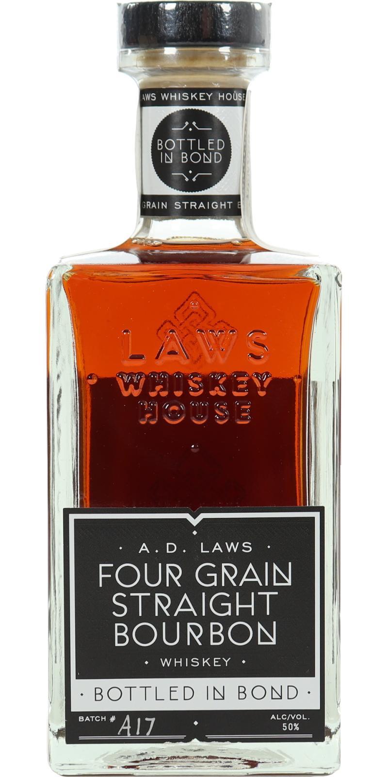 A. D. Laws 04-year-old  Four Grain Straight Bourbon Whiskey