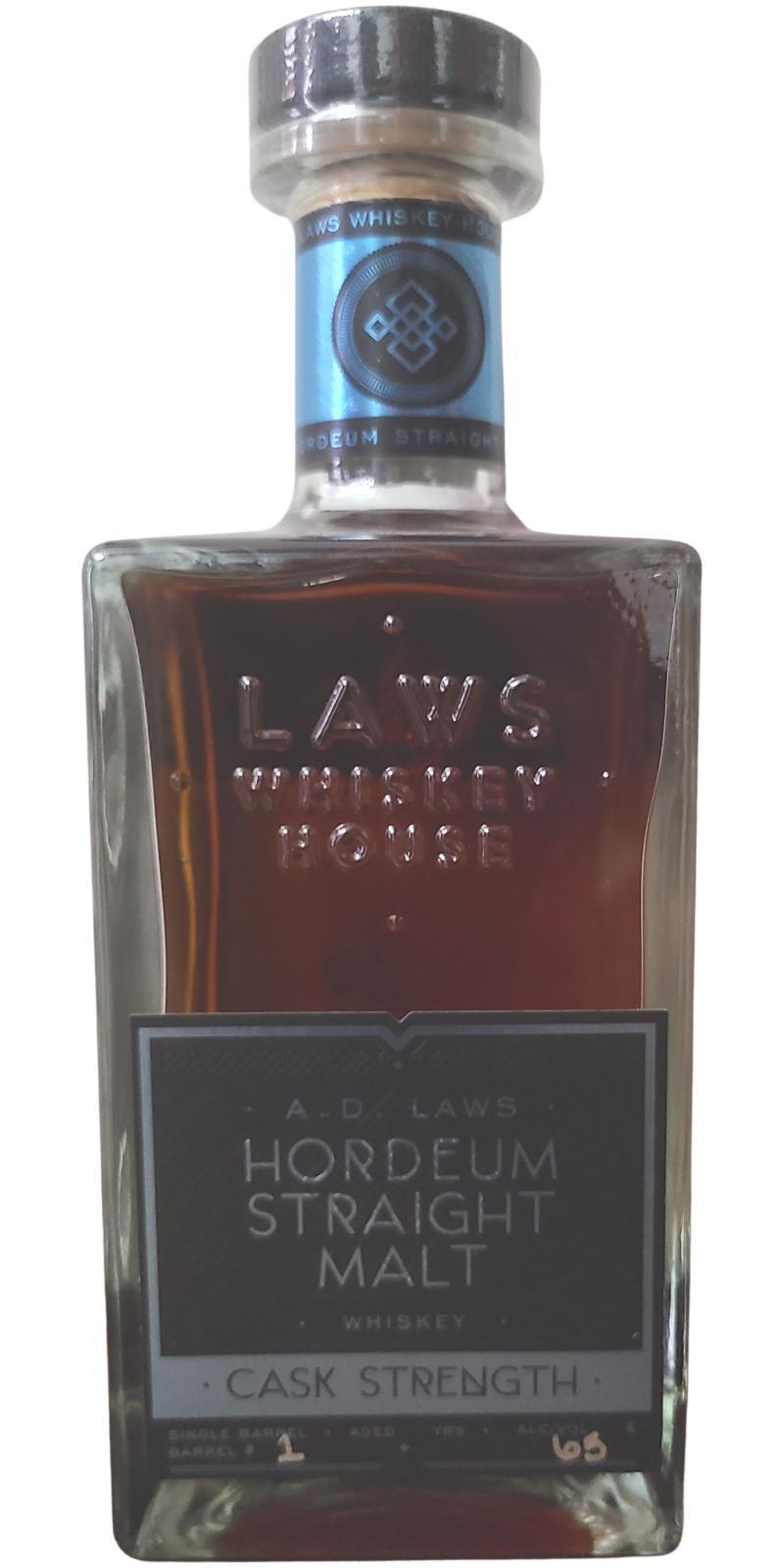 A. D. Laws Hordeum Straight Malt  Cask Strength