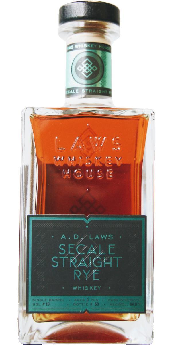 A. D. Laws Secale Straight Rye  Single Barrel