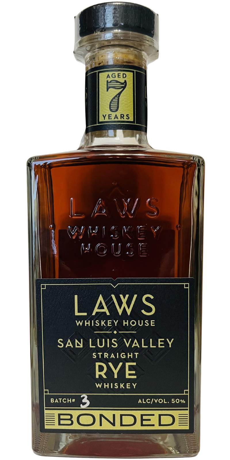 Laws San Luis Valley  Straight Rye Whiskey - Bonded