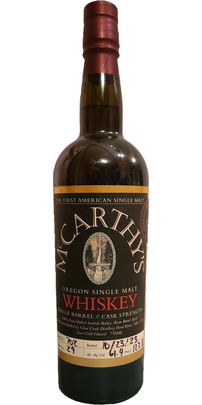 McCarthy's Oregon 05-year-old Single Barrel // Cask Strength
