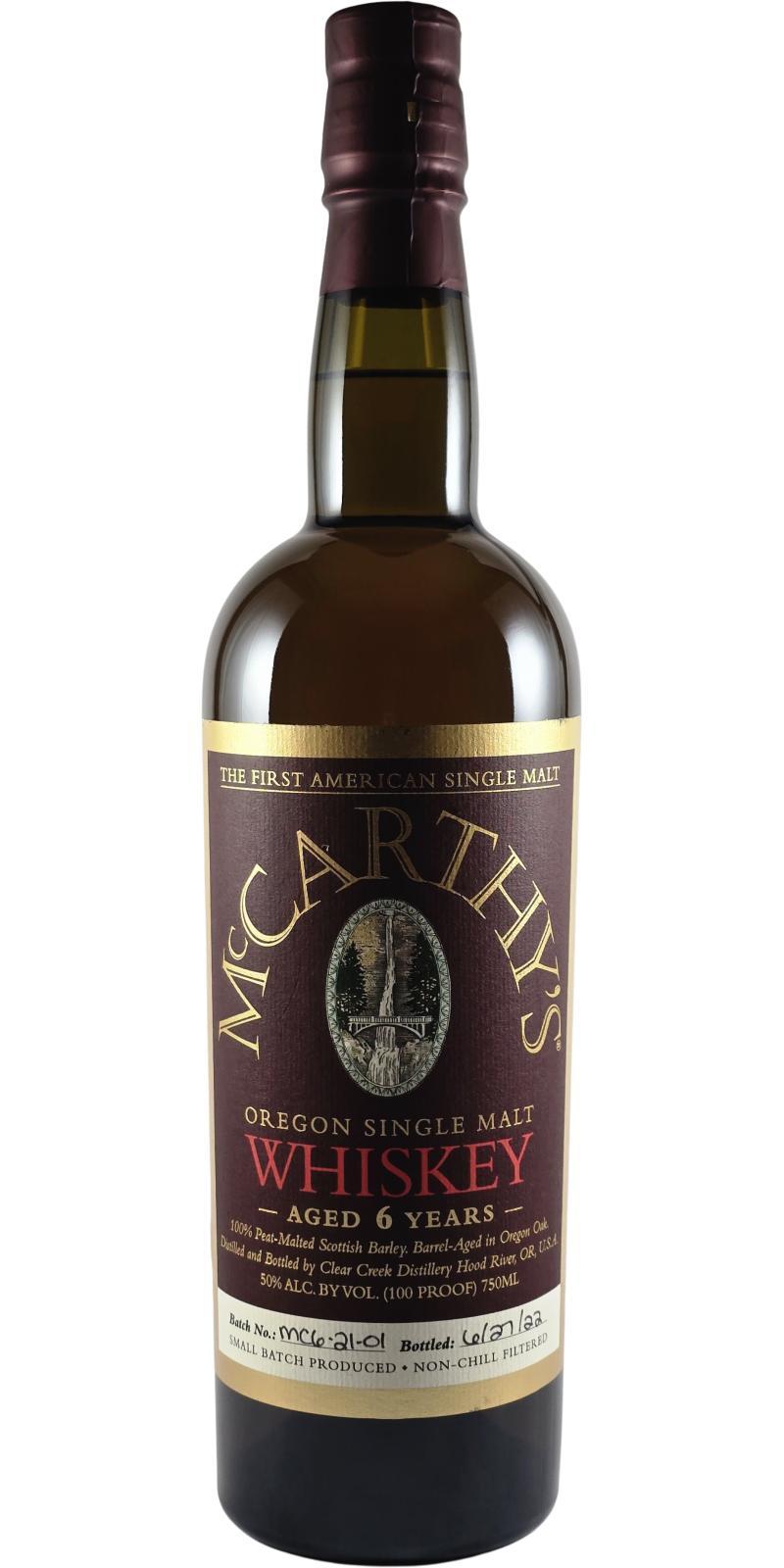 McCarthy's Oregon 06-year-old Oregon Single Malt Whiskey