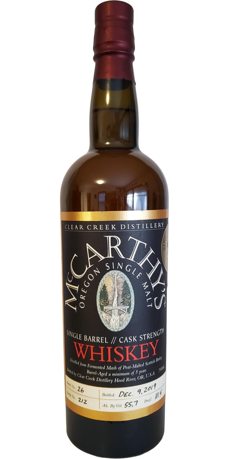 McCarthy's Oregon Oregon Single Malt Whiskey Single Barrel - Cask Strength