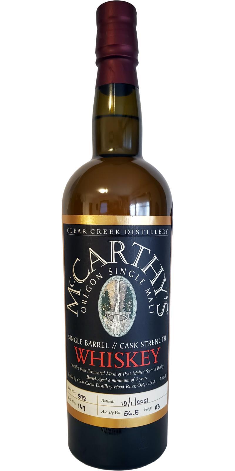 McCarthy's Oregon Oregon Single Malt Whiskey Single Barrel // Cask Strength