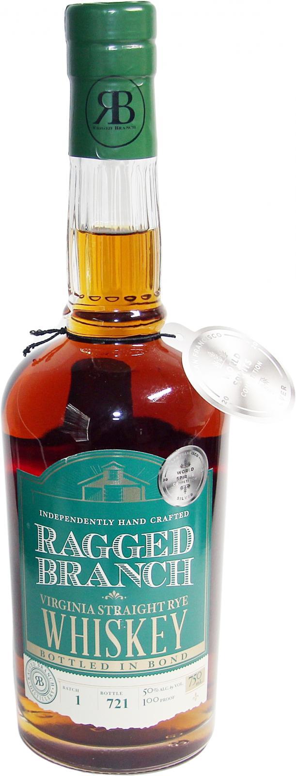 Ragged Branch Virginia Straight Rye Whiskey  Bottled in Bond