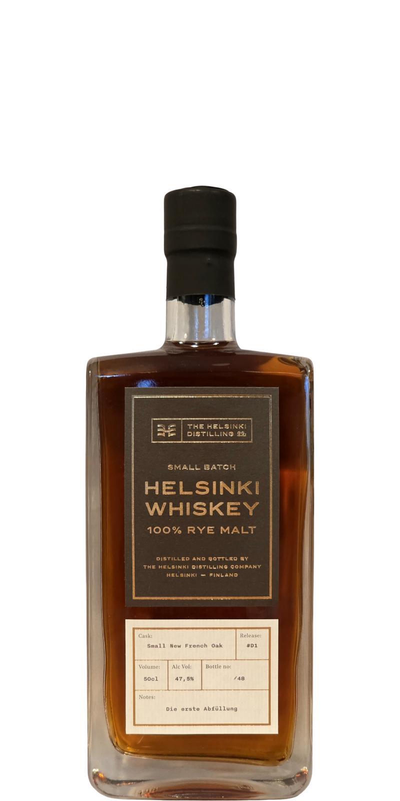 Helsinki Whiskey 100% Rye Malt - Release #D1  Small Batch
