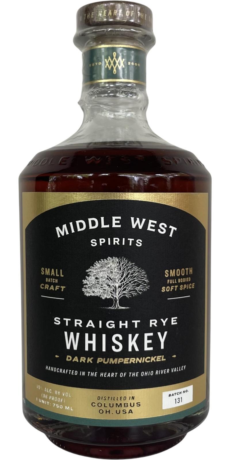 Middle West Spirits Straight Rye Whiskey Dark Dark Pumpernickel