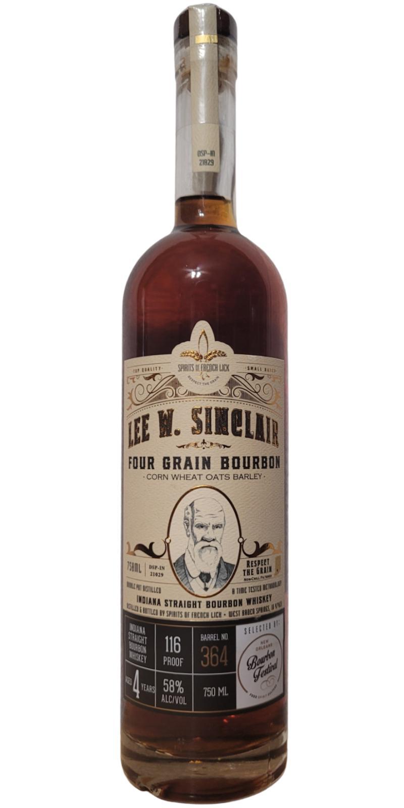 Lee W. Sinclair Single Barrel  Four Grain Bourbon