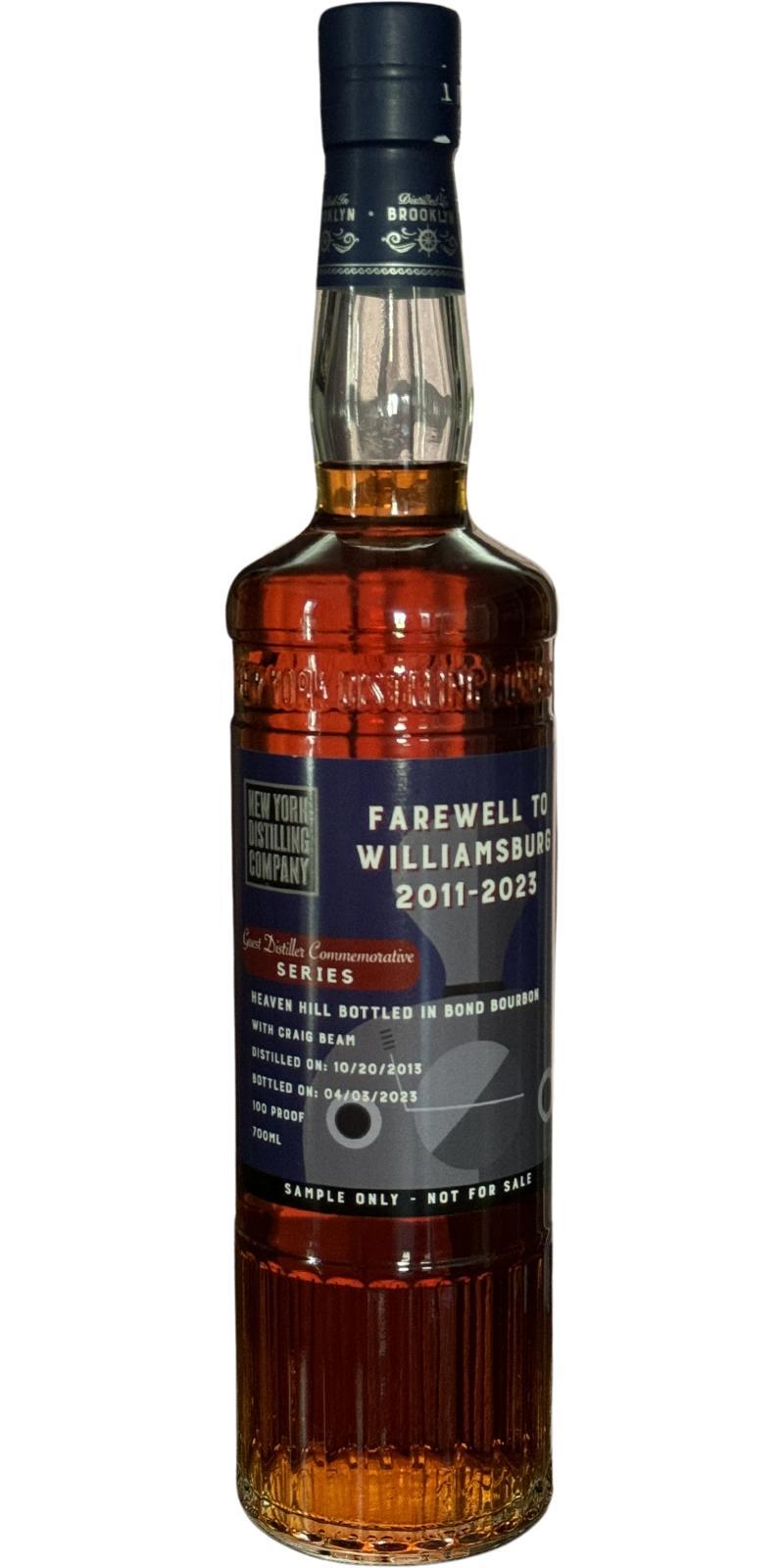 New York Distilling Company 2013  Farewell to Williamsburg 2011-2023 - Guest Distiller Commemorative Series
