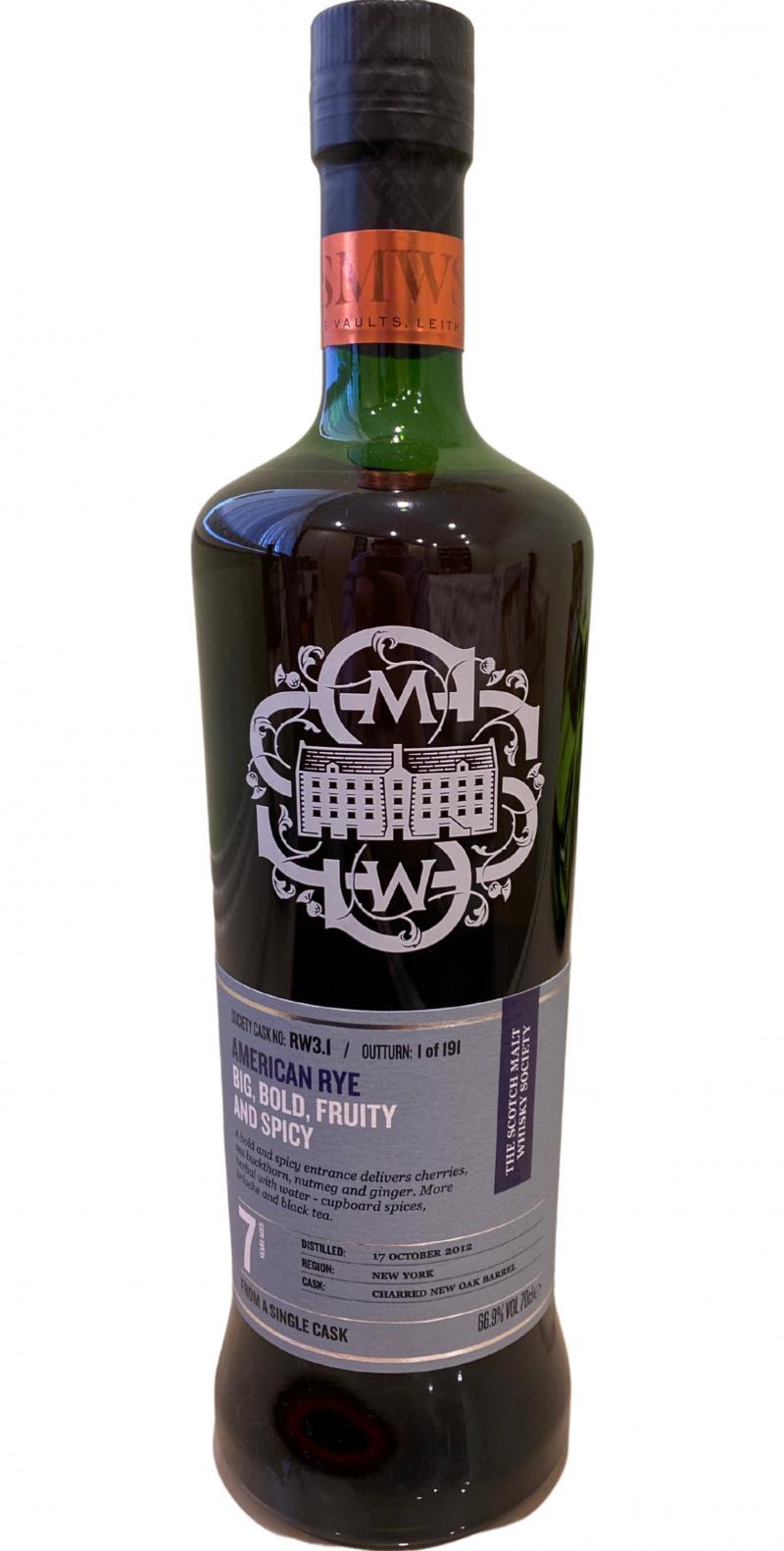 New York Distilling Company 2012 SMWS RW3.1  Big, bold, fruity and spicy