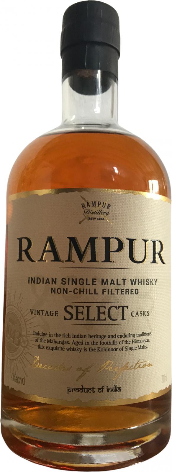 Rampur Vintage Select Casks   Indian Single Malt Whisky