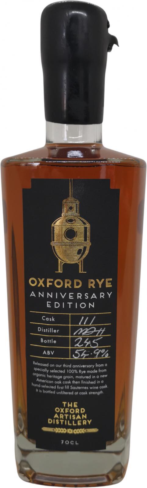 The Oxford Artisan Distillery Oxford Rye Anniversary Edition
