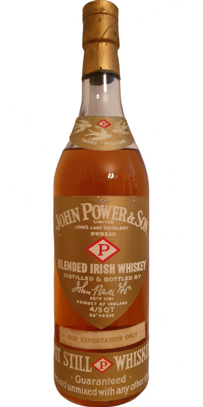 John Power & Son Pot Still Whiskey  Blended Irish Whiskey