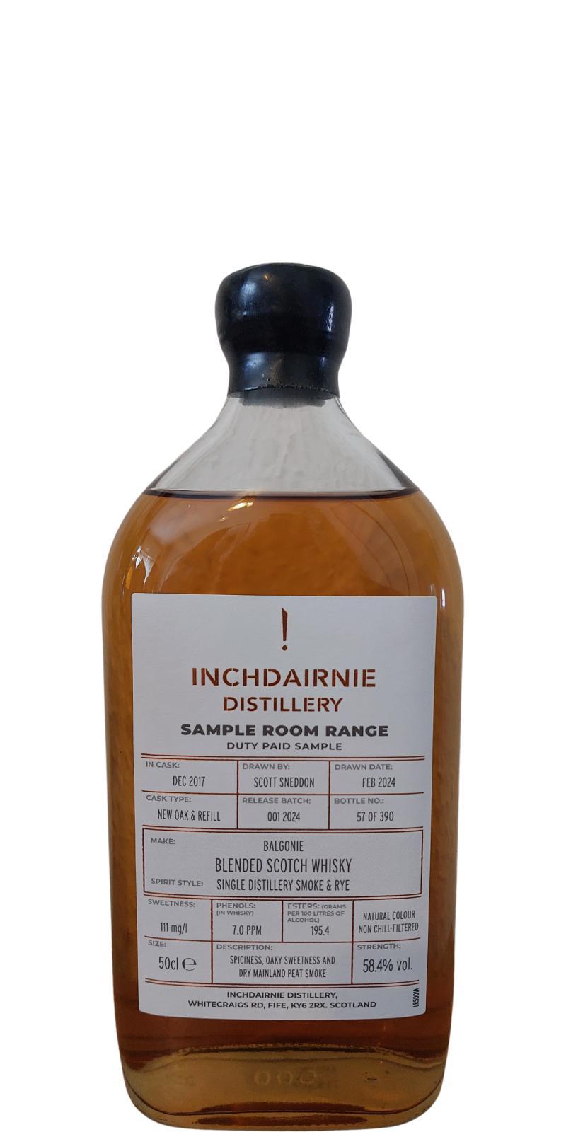 InchDairnie 2017  Sample Room Range - Duty Paid Sample - Balgonie
