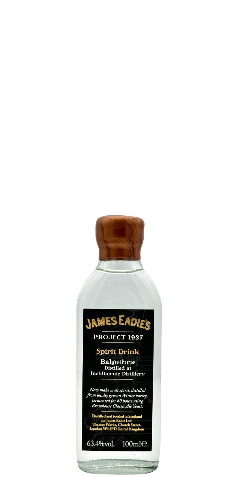 InchDairnie New Make Spirit "Balgothrie" JE  Project 1927