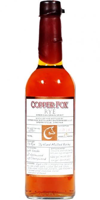 Copper Fox Rye  American Grain Spirit