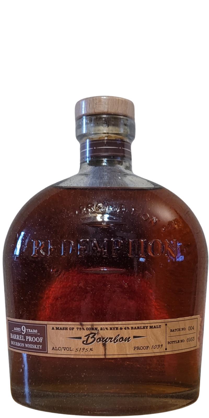 Redemption 09-year-old BBS  Barrel Proof