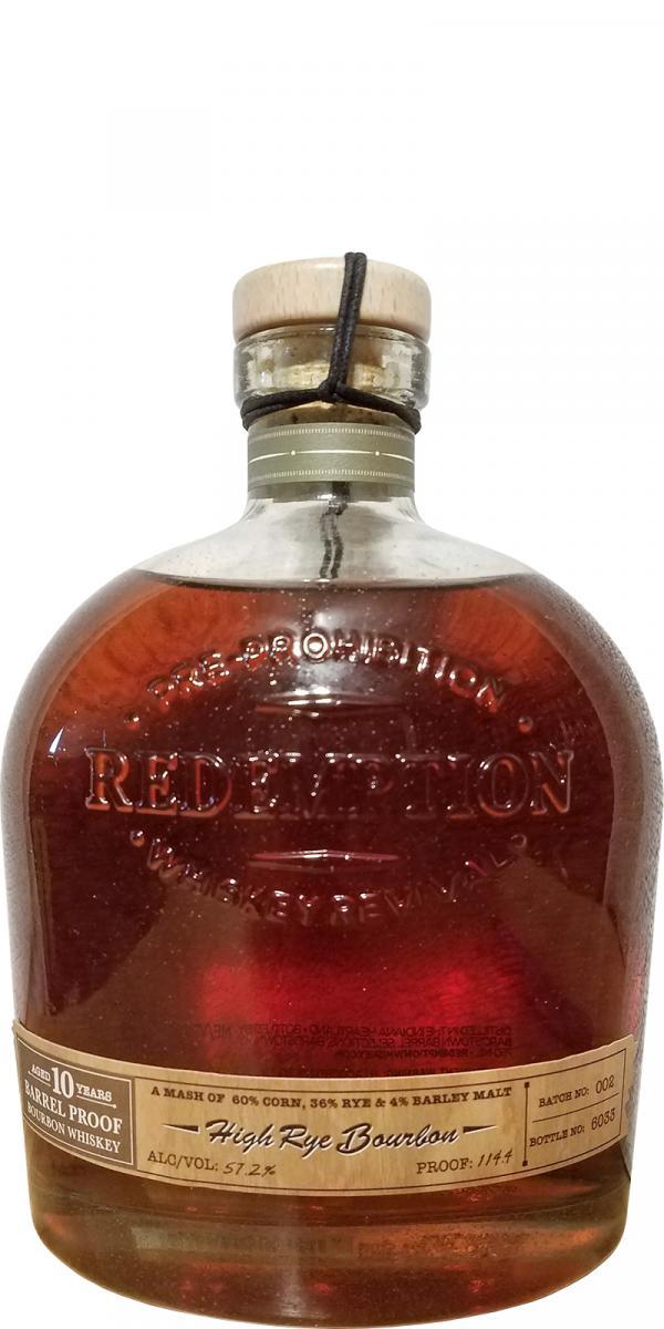 Redemption 10-year-old BBS  Barrel Proof