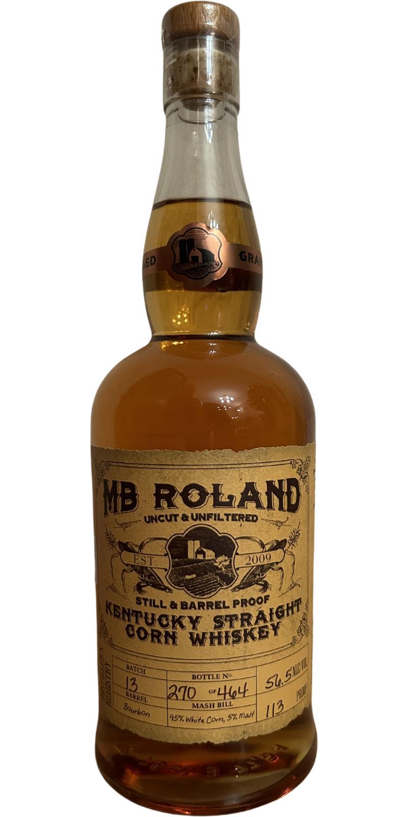 MB Roland Kentucky Straight Corn Whiskey