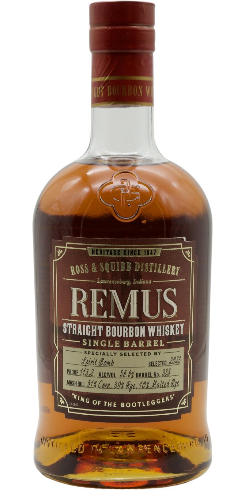 Remus Straight Bourbon Whiskey  Single Barrel Select