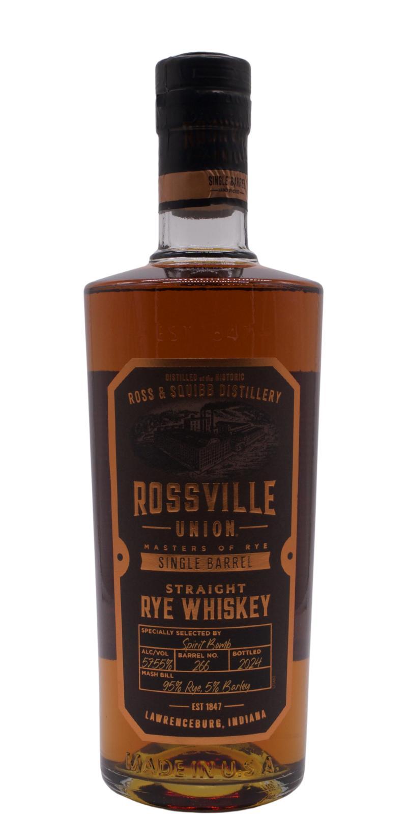 Rossville Union Straight Rye Whiskey  Single Barrel - Cask Strength
