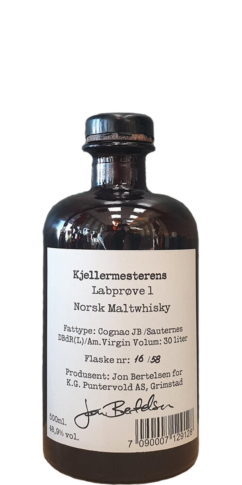 Kjellermesterens Labprøve 1  Norsk Maltwhisky