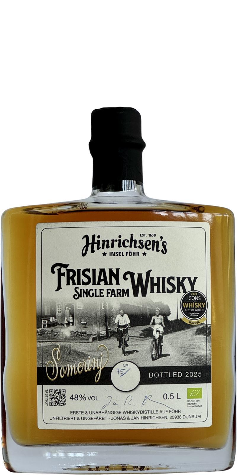 Hinrichsen's Frisian Single Farm Whisky  Somerinj