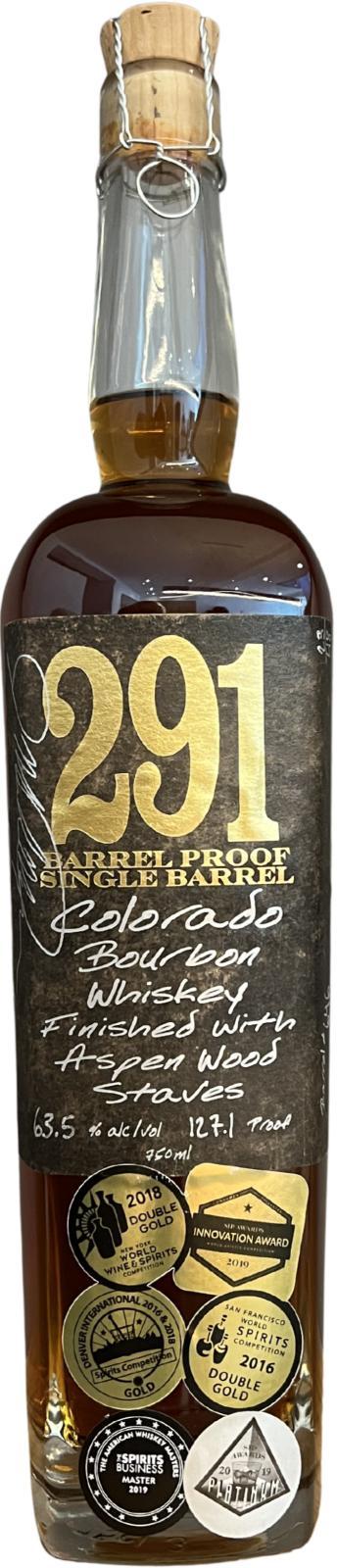 Distillery 291 Colorado Bourbon Whiskey  Barrel Proof Single Barrel