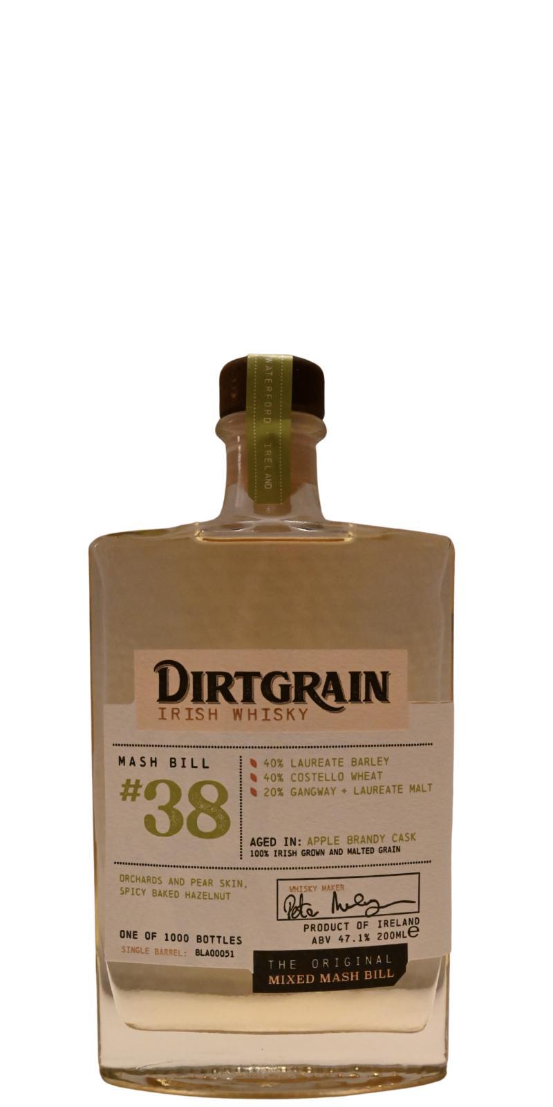 Blackwater Dirtgrain Irish Whisky  The Manifesto Release - Mashbill #38