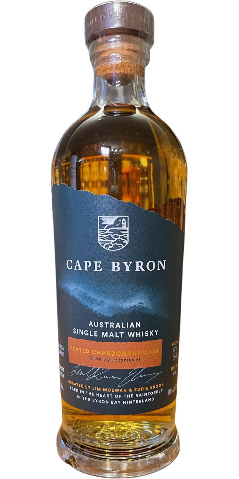 Cape Byron Peated Chardonnay Cask  The Whisky List Exclusive