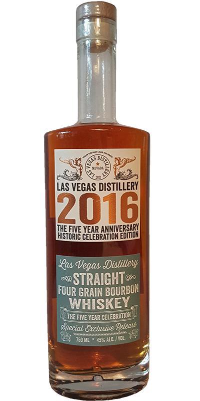 Las Vegas Distillery Straight Four Grain Bourbon  The Five Year Celebration