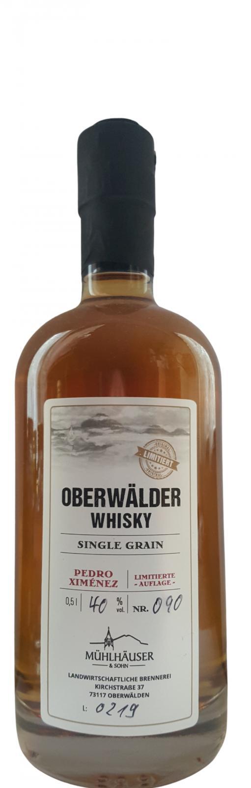Landbrennerei Mühlhäuser Oberwälder Whisky  Pedro Ximénez