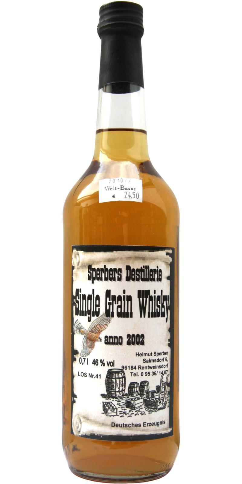 Sperbers 2002  Single Grain Whisky