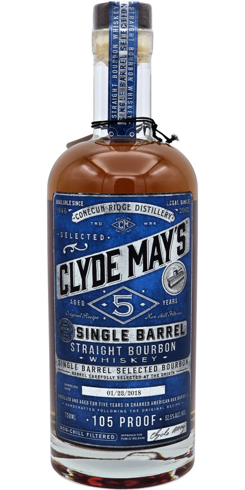 Clyde May's 2018 Single Barrel Selected Bourbon