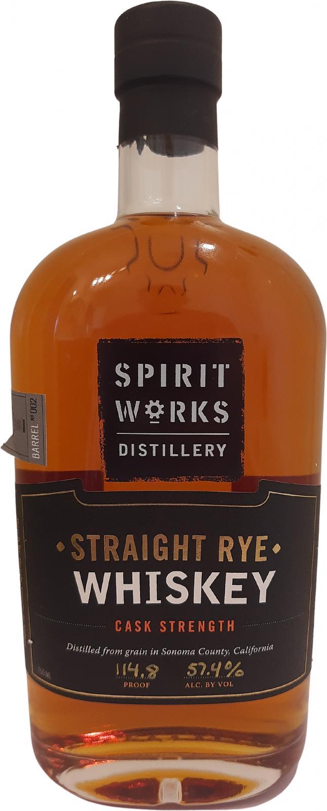 Spirit Works Straight Rye Whiskey  Cask Strength