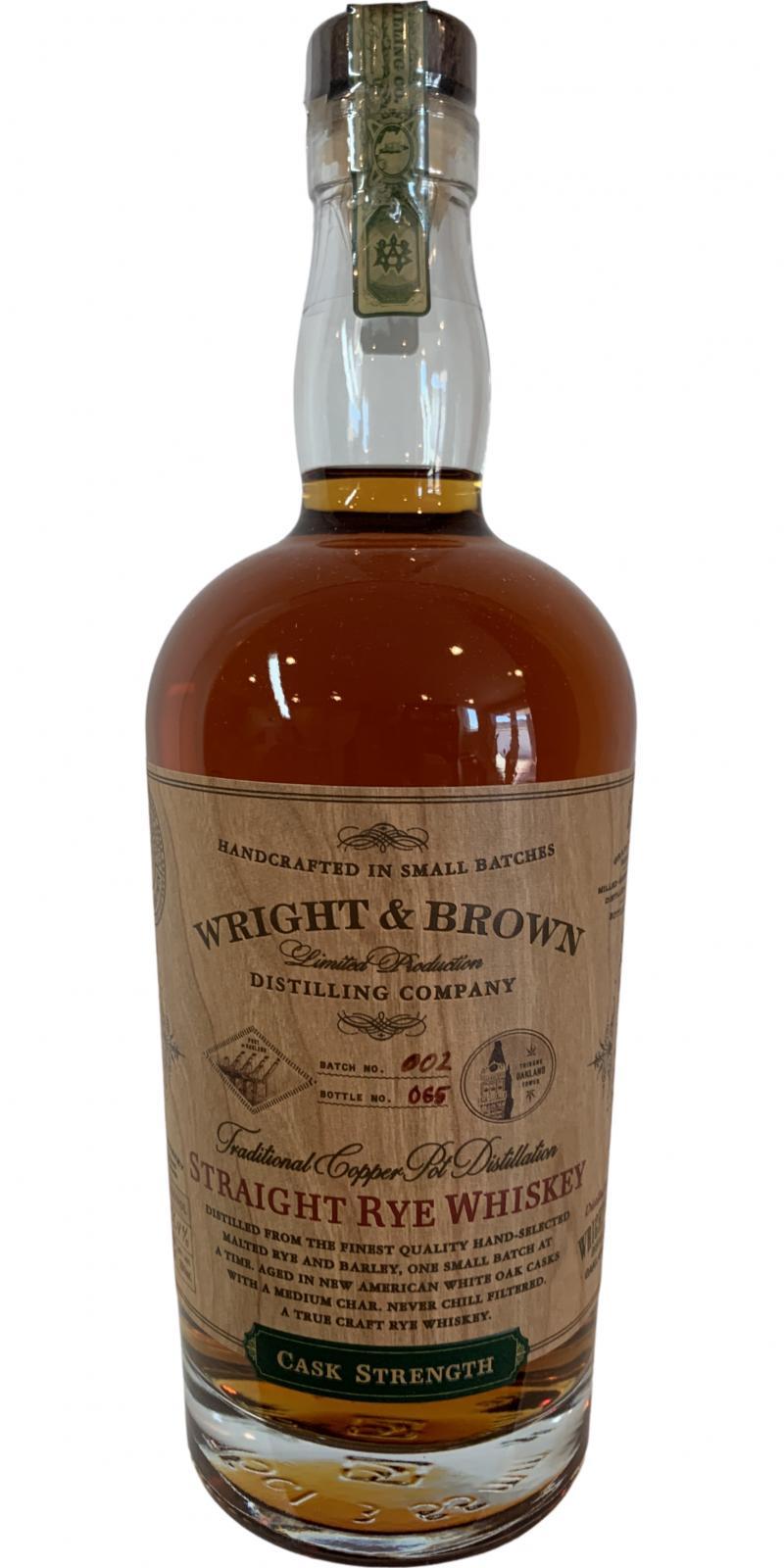 Wright & Brown Straight Rye Whiskey