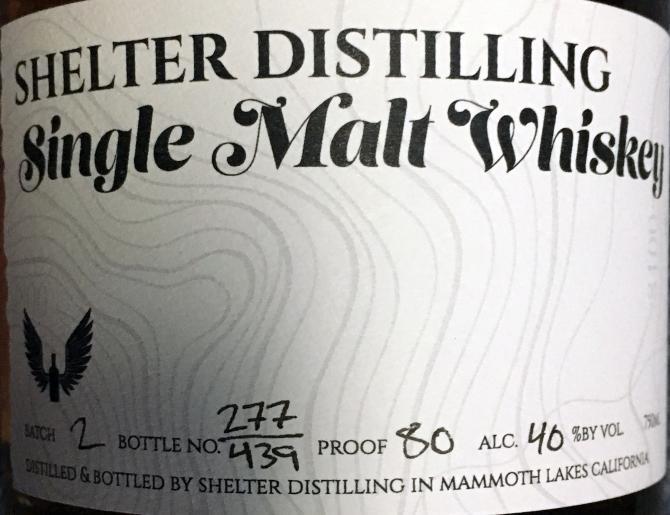 Shelter Distilling Single Malt Whiskey