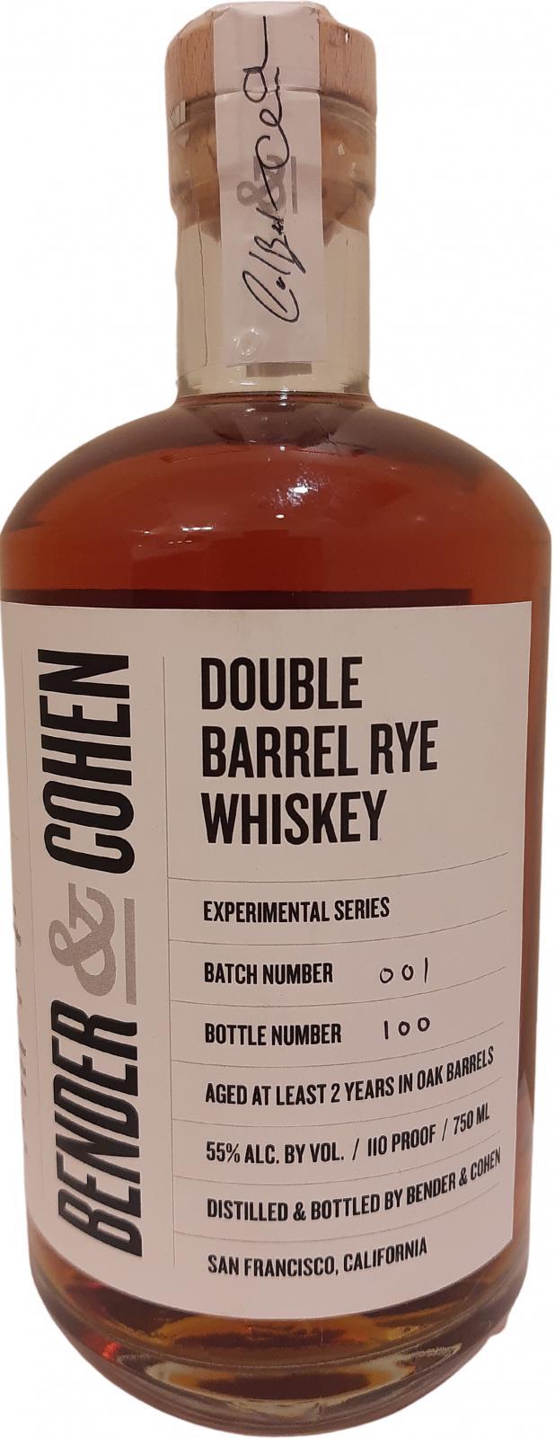 Bender & Cohen Double Barrel Rye Whiskey  Experimental Series