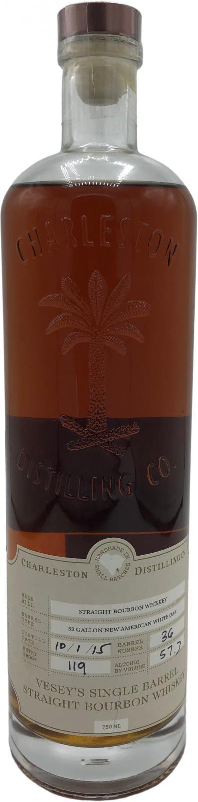 Vesey’s Straight Bourbon Whiskey 2015  Single Barrel