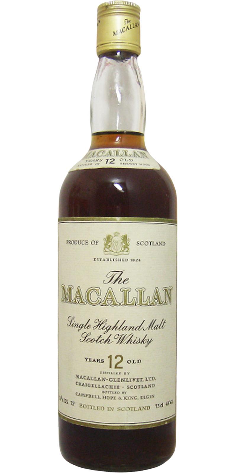 Macallan 12-year-old  Single Highland Malt Scotch Whisky