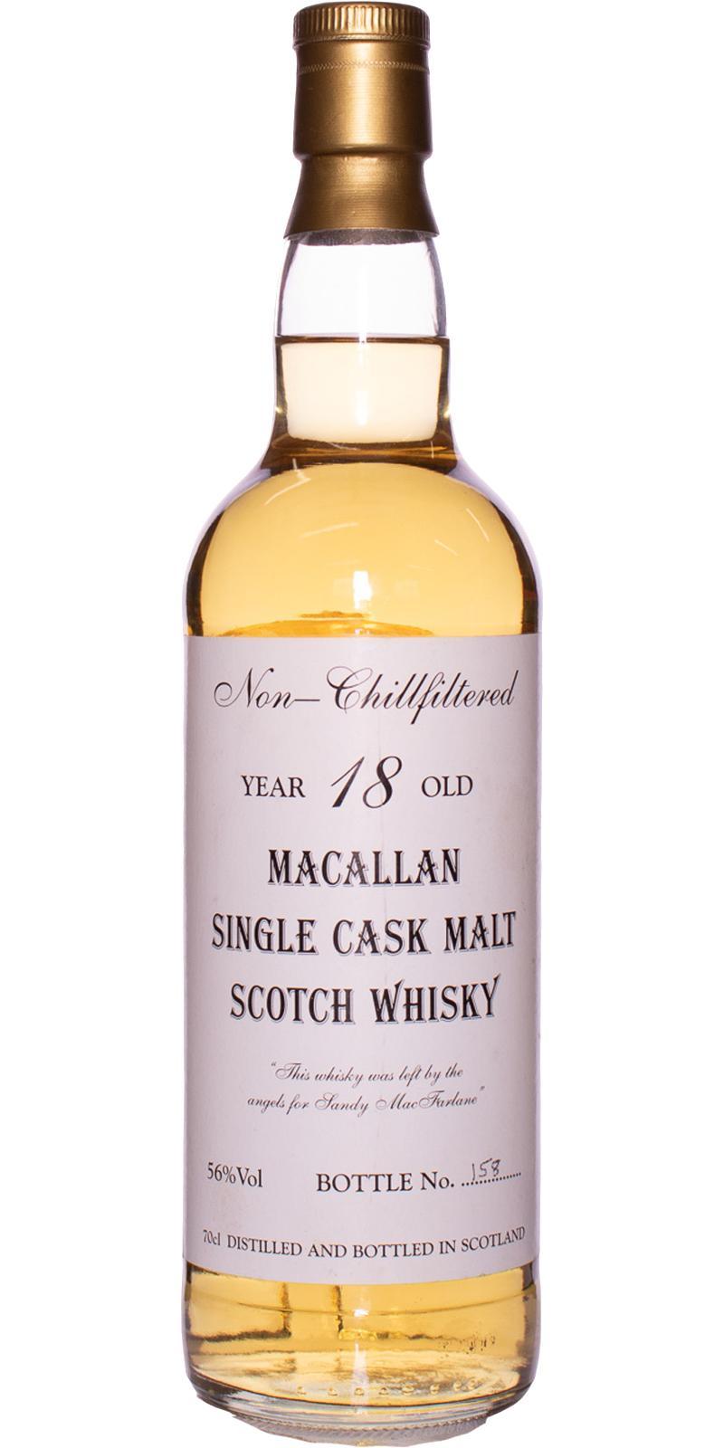 Macallan 18-year-old  Left by the angels for Sandy MacFarlane
