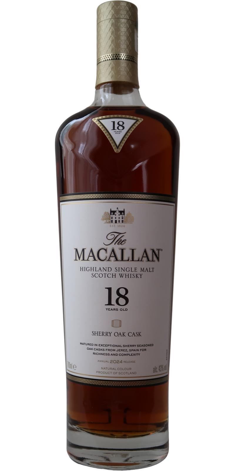 Macallan 18-year-old  Sherry Oak Cask