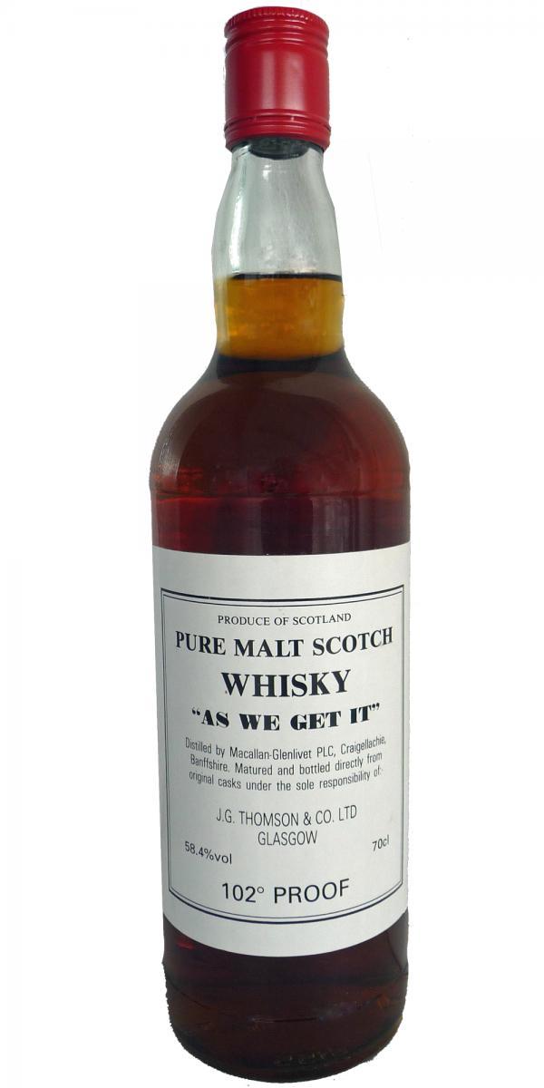 Macallan As We Get It JGT  Pure Malt Scotch Whisky - 102° Proof