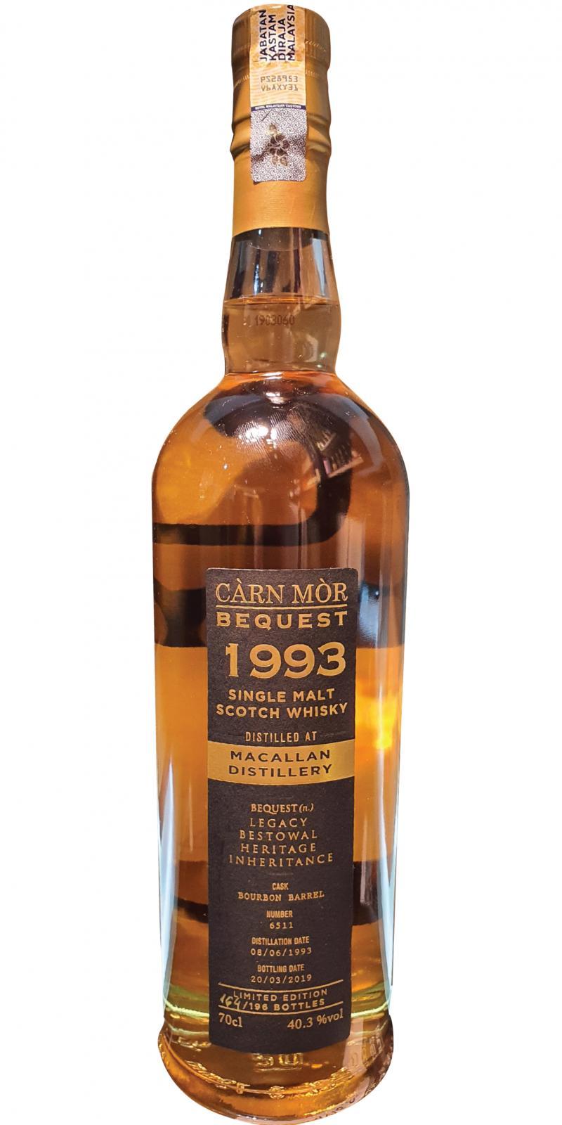 Macallan 1993 MMcK  Càrn Mòr - Bequest