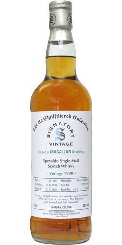 Macallan 1990 SV  The Un-Chillfiltered Collection