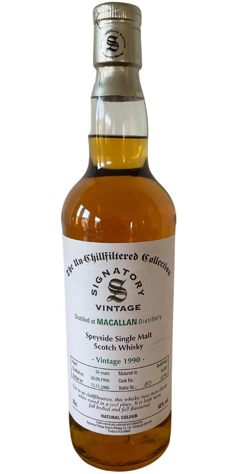 Macallan 1990 SV  The Un-Chillfiltered Collection