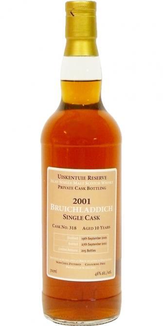 Bruichladdich 2001 Uiskentuie Reserve Private Cask Bottling